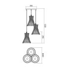 Csillár, Shanghai 01-1596, 3 x E27, fekete + wenge fa