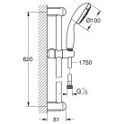 Zuhanykészlet + tömlő + csúszótartó + rúd, Grohe Tempesta 27644