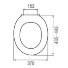 WC ülőke, Duroplast, Kadda Uniset D3, fehér, lassan zárodó, 370 x 435/443 mm