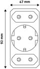 Hálózati Adapter 3 Aljzat (1 Földelt, 2 Euro)